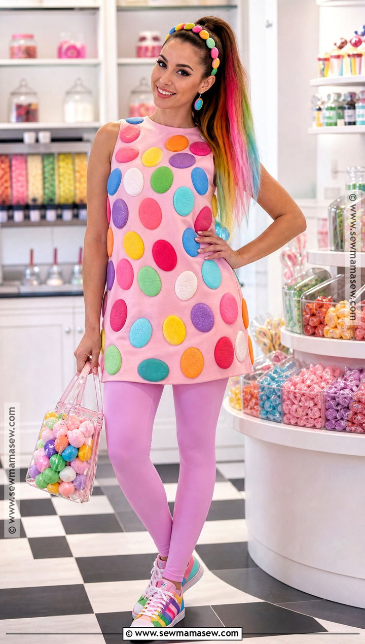 Jelly Bean Costume With Colorful Dress - 30 Candy Land Costumes for Women