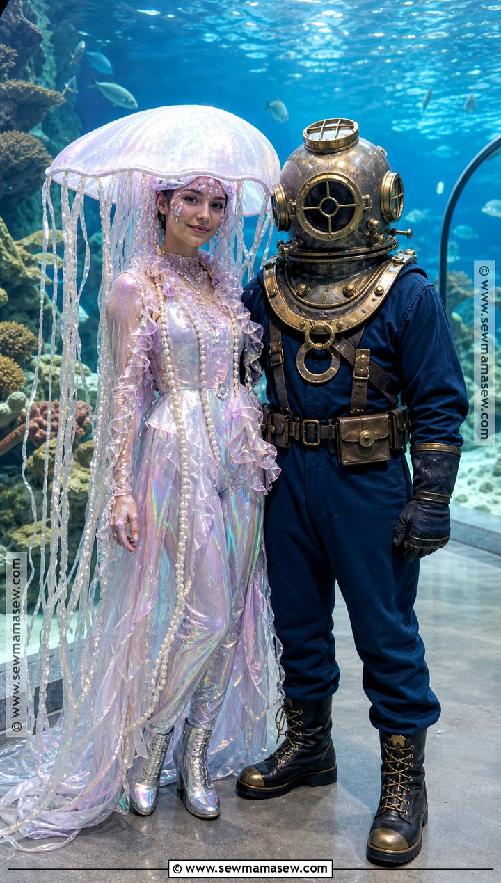 Jellyfish And Deep Sea Diver Duo Costume - 40 duo halloween costumes unique