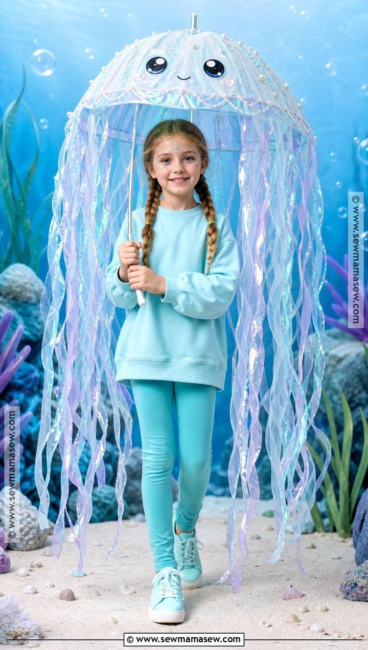 Jellyfish Costume With Ribbon Tentacles - 30 kid costume ideas