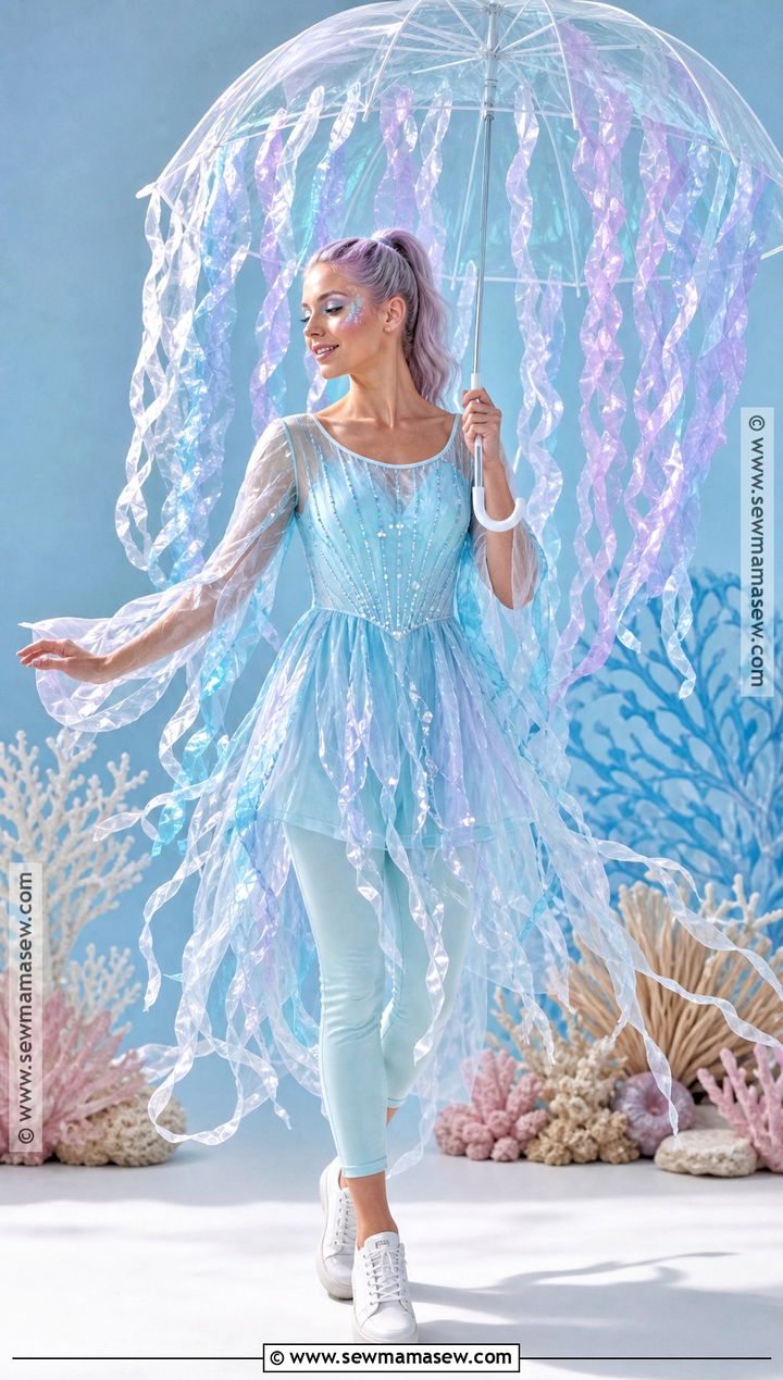 Jellyfish Costume With Ribbon Tentacles - 30 Easy Homemade Halloween Costumes