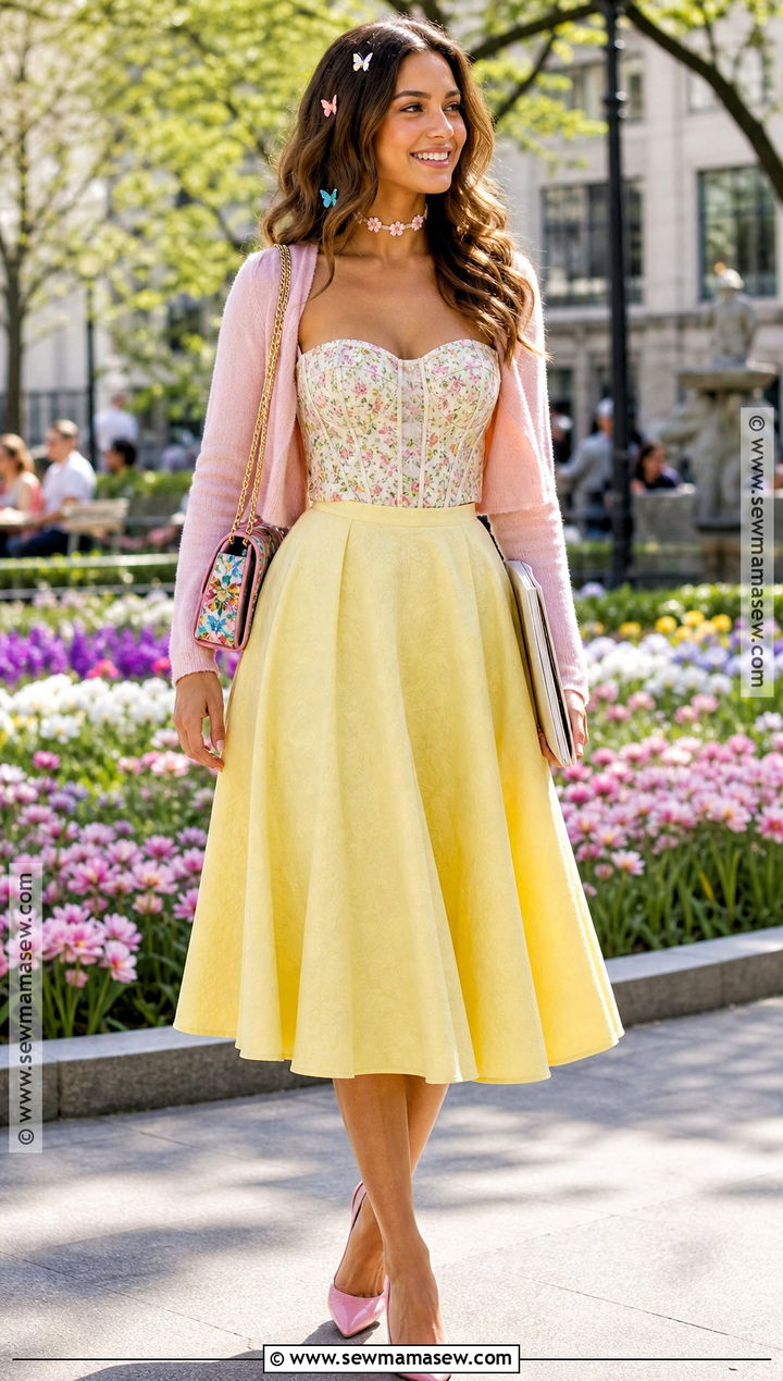 Jenna Rink Yellow Skirt And Floral Bustier Costume - 30 jenna rink costume ideas