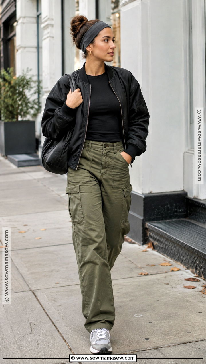 Jersey Headband With Bomber Jacket Outfit - 20 Fall Headband Outfits