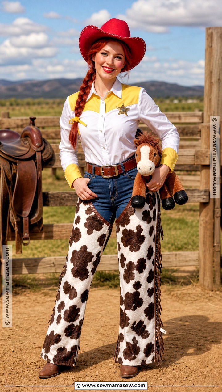 Jessie Costume With Cow Print Chaps - 30 Disney Characters Dress Up Ideas