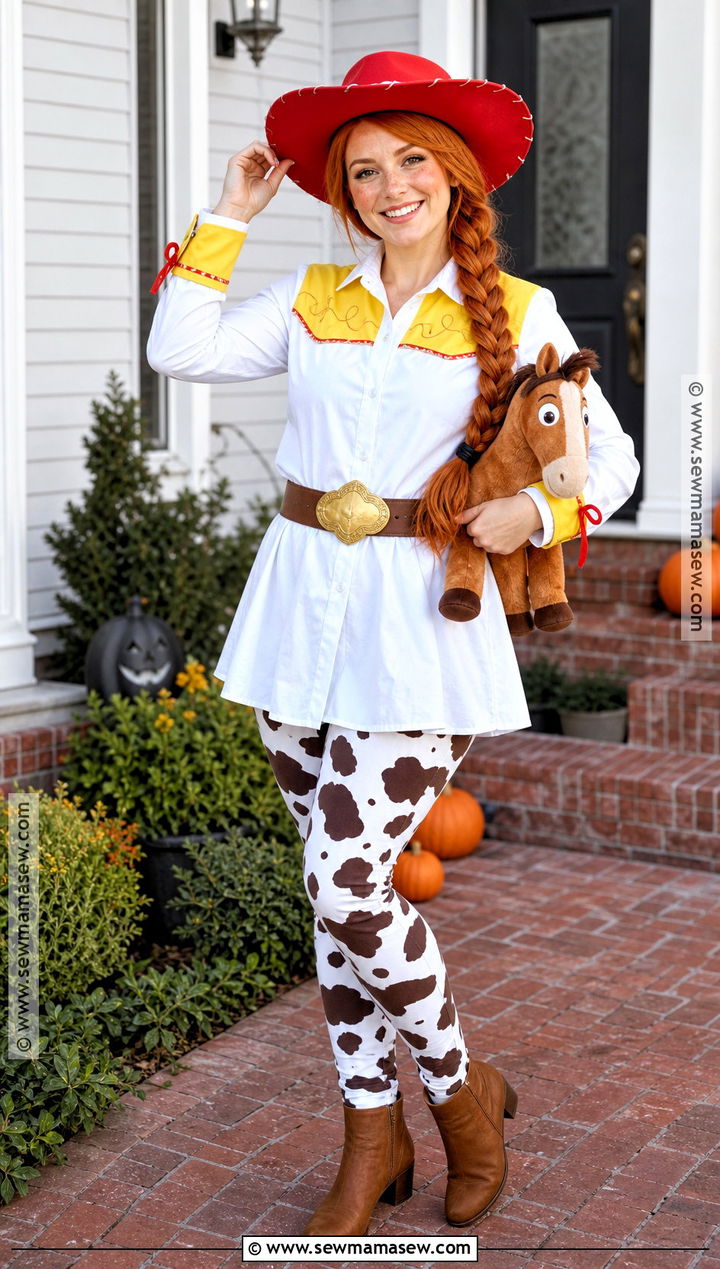 Jessie Costume With Cow Print Leggings - 30 Jessy Toy Story Costume Ideas for Women