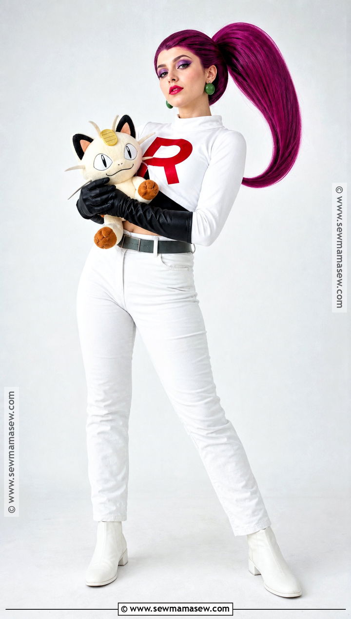 Jessie Costume With White Uniform And Purple Wig - 30 easy anime costumes