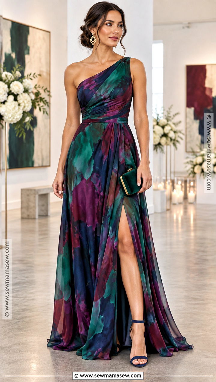 Jewel Tone Abstract Bridesmaid Dress - 15 Fall Patterned Bridesmaid Dresses