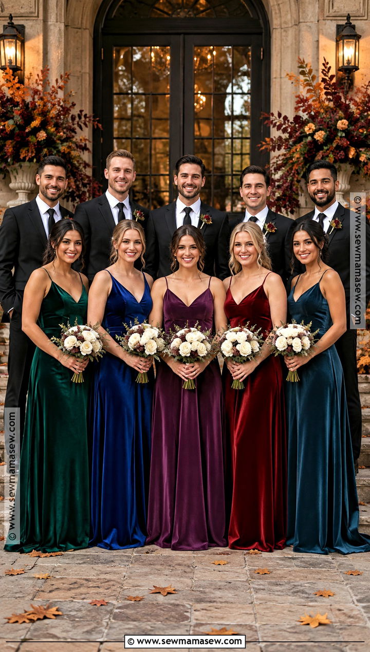 Jewel Tone Bridesmaid Dresses With Black Groomsmen - 15 fall bridesmaid dresses mismatched with groomsmen
