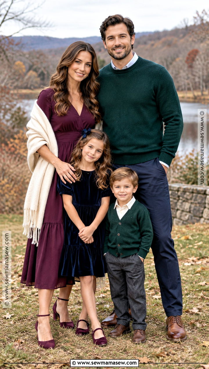 Jewel Tone Fall Family Photo Outfits - 15 fall outdoor family photo outfit ideas