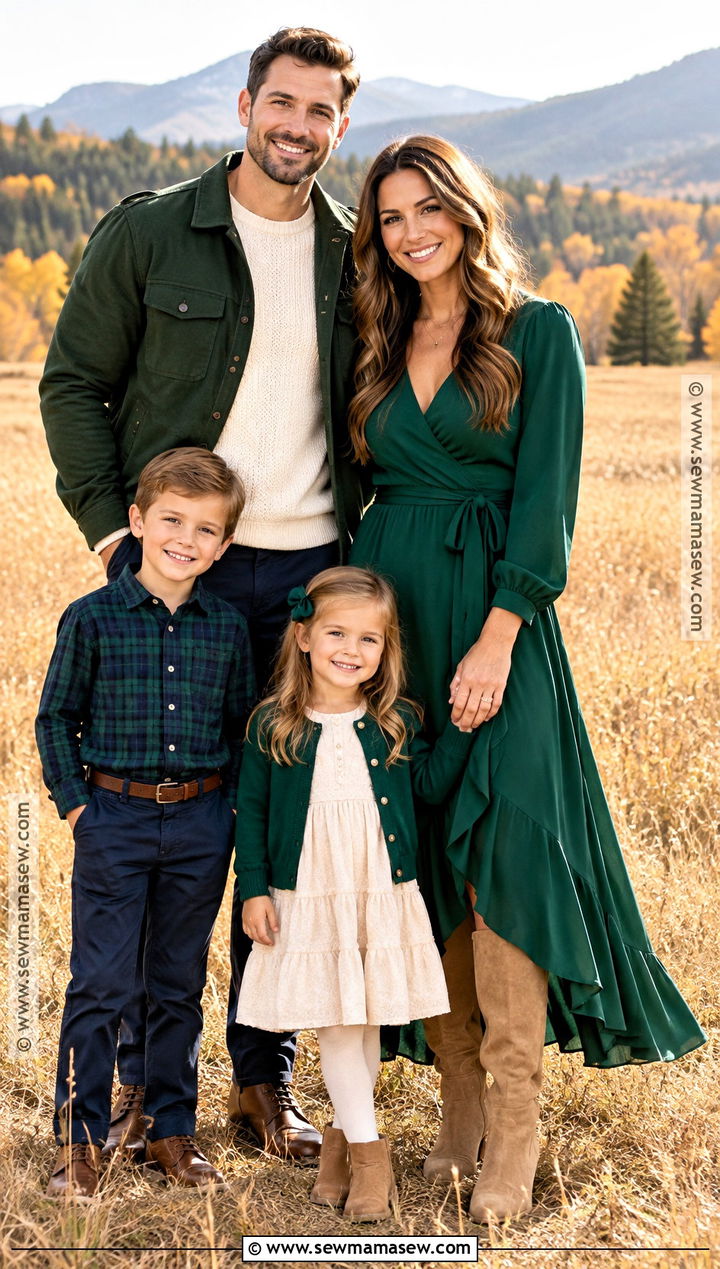 Jewel Tone Fall Family Photoshoot Outfit - 15 outdoor fall family photoshoot outfits