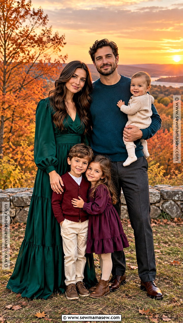 Jewel Tone Fall Sunset Family Outfits - 15 fall sunset family pictures outfits