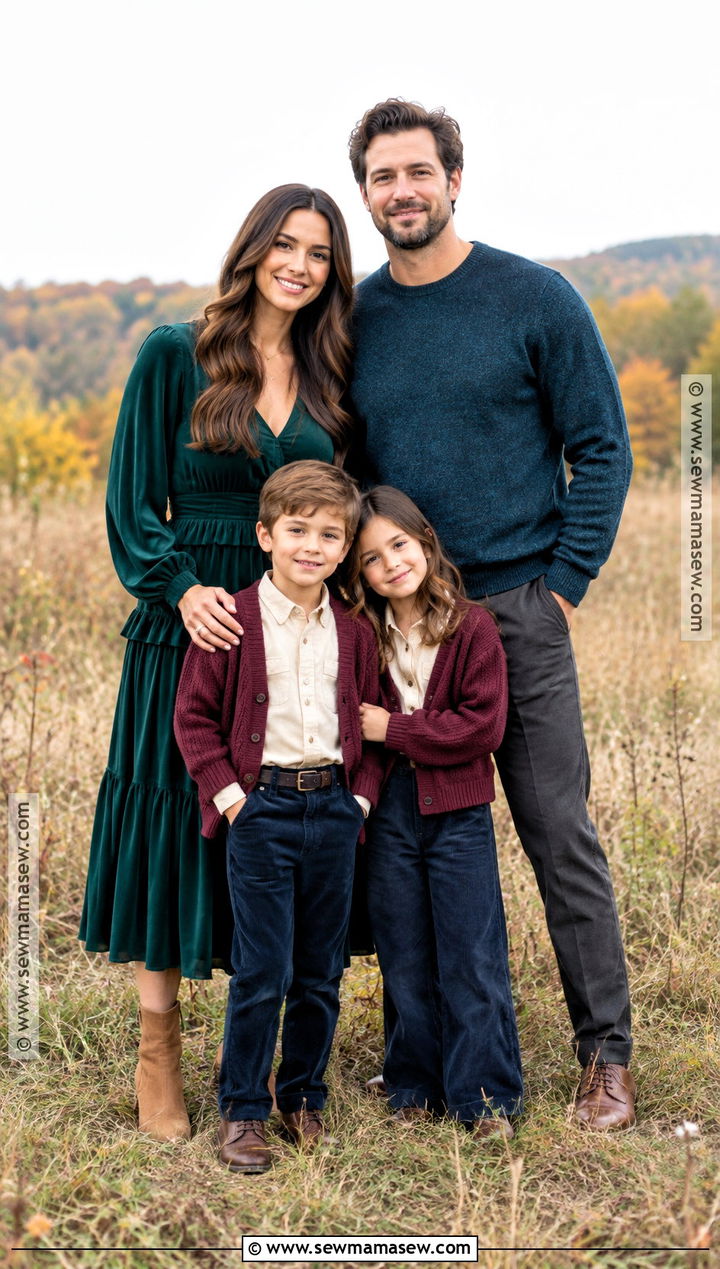 Jewel Tone Family Photoshoot Outfits - 15 autumn family photoshoot outfit ideas