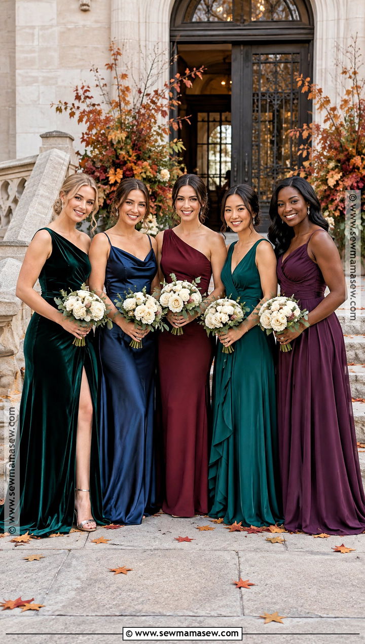 Jewel Tone Mismatch Bridesmaid Dresses - 15 Fall Mismatch Bridesmaid Dresses