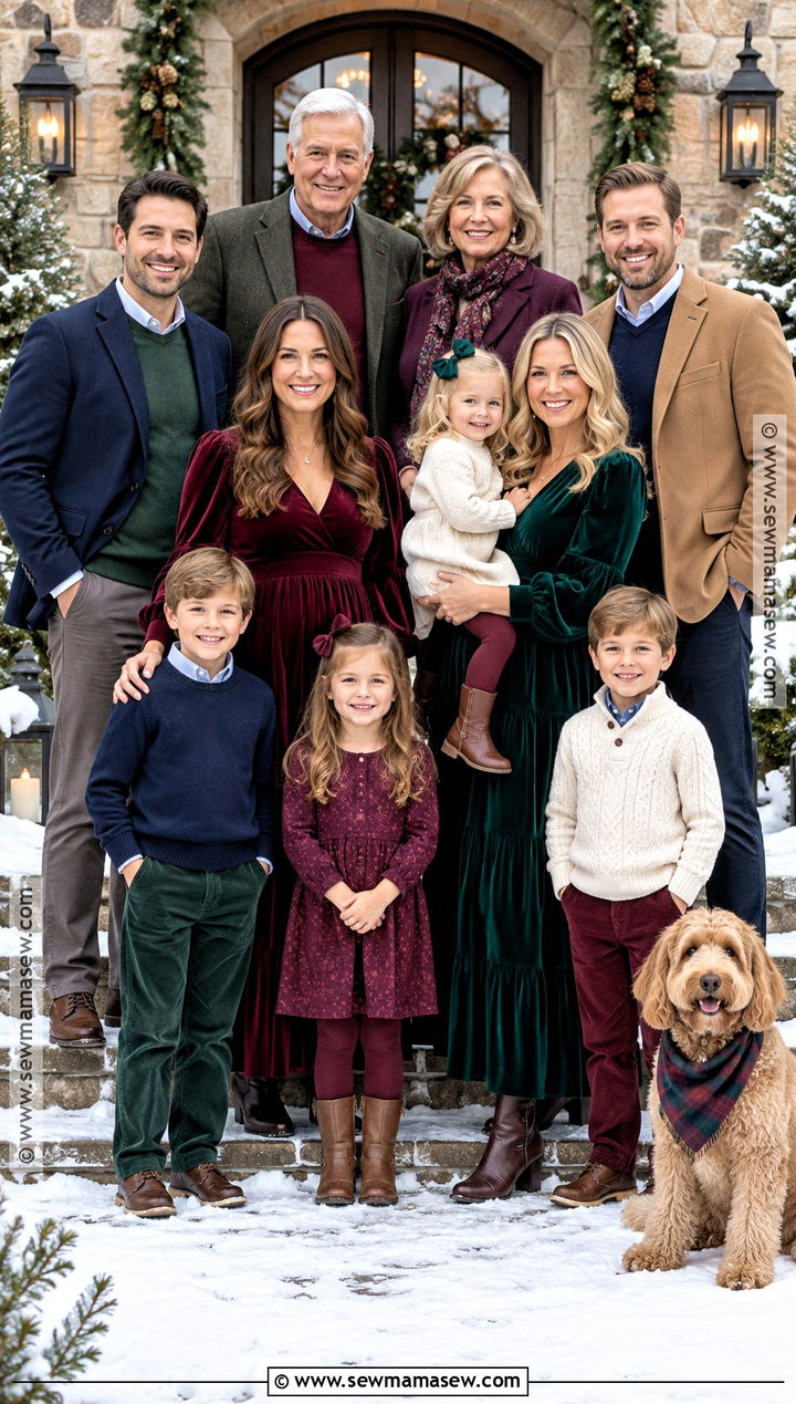 Jewel Tone Multigenerational Family Photo Outfits - 20 fall winter family photo outfits