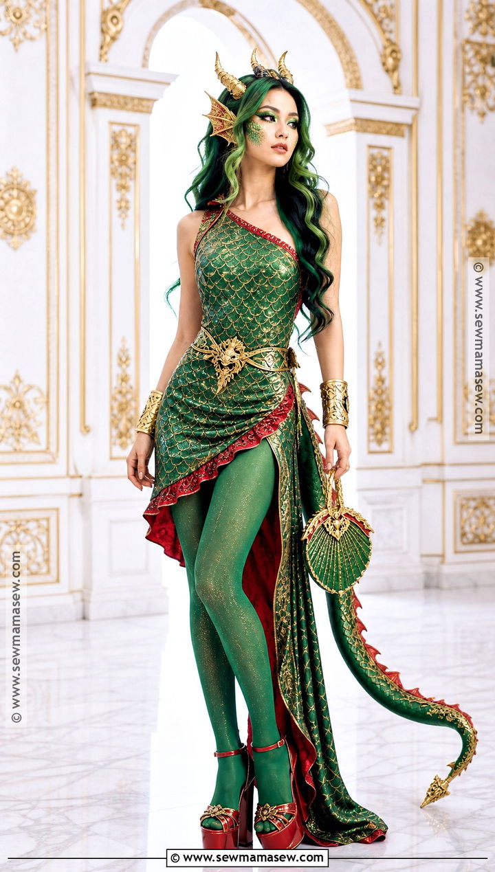 Jinafire Long Costume With Green Dress - 35 Monster High Dolls Costume Ideas