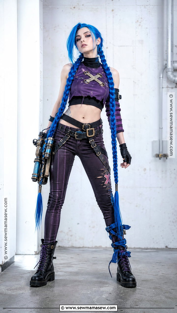 Jinx Cosplay With Long Blue Braids - 30 blue hair cosplay ideas
