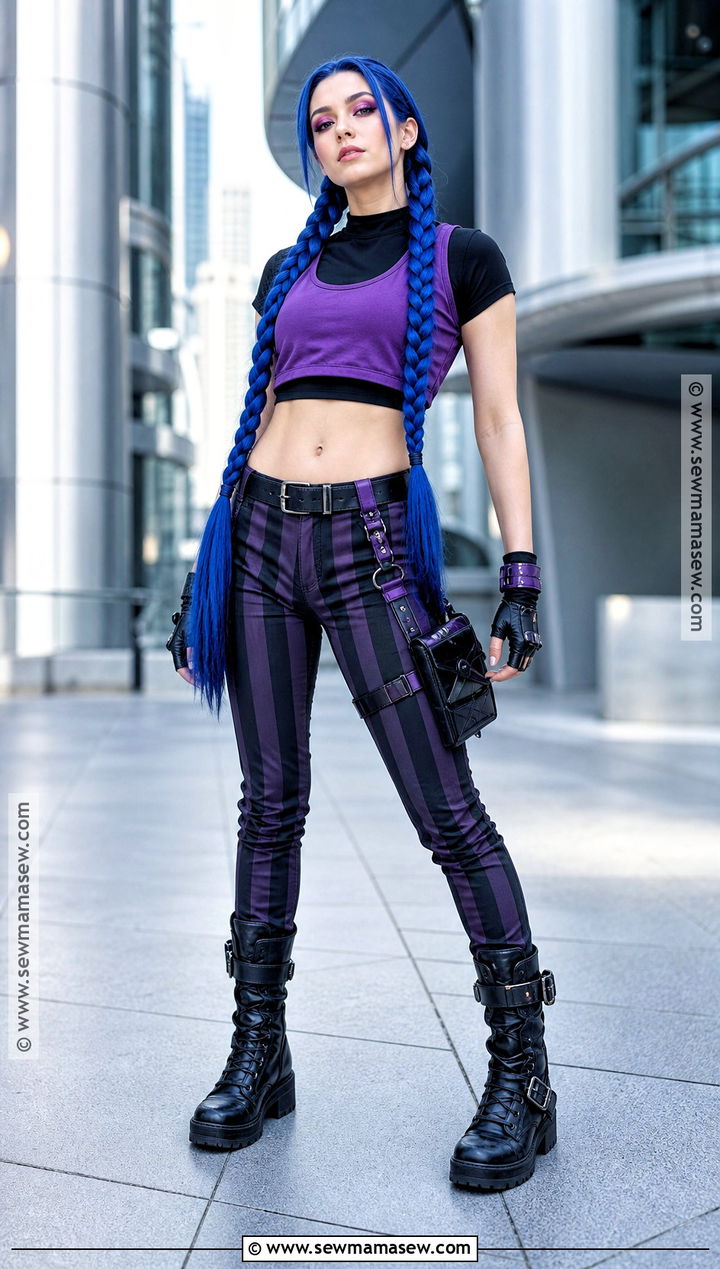 Jinx Costume With Long Blue Braids - 30 blue hair costume ideas