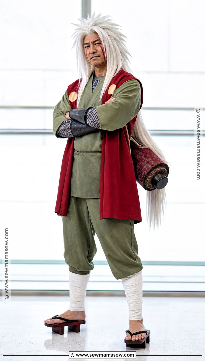 Jiraiya Cosplay With Red Vest - 30 white hair cosplay ideas