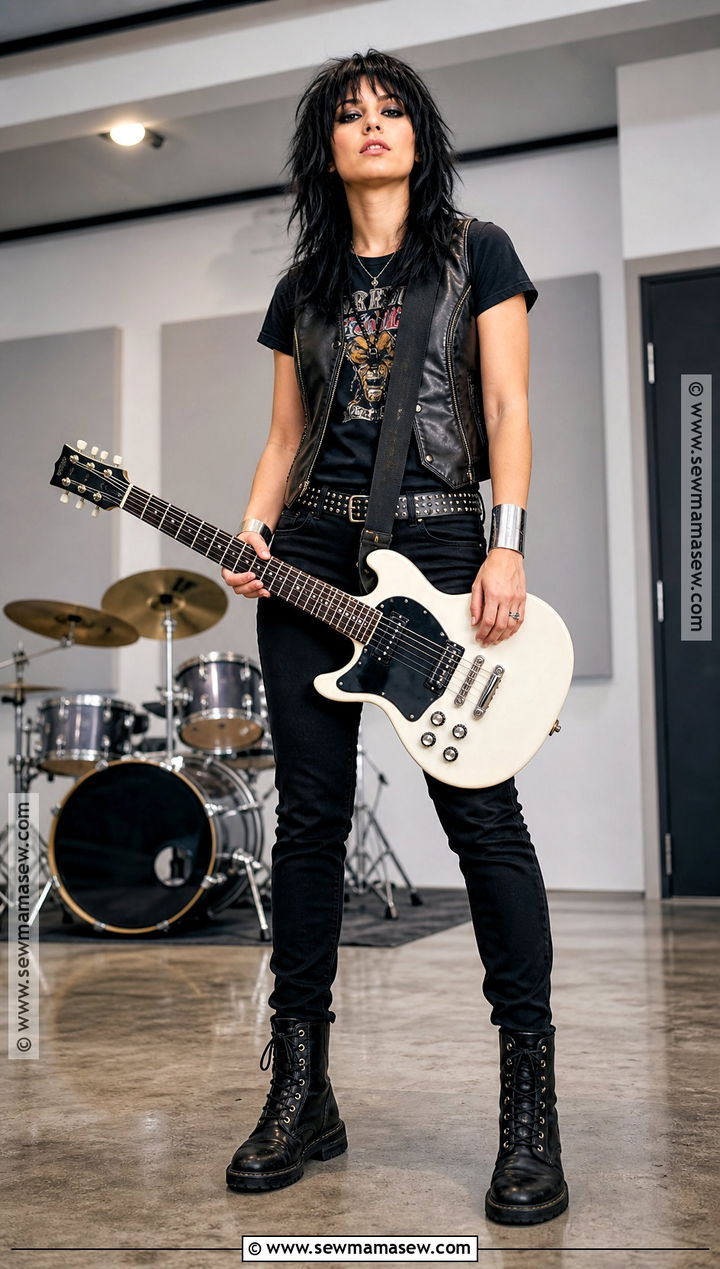 Joan Jett Costume With Shaggy Black Hair - 45 black hair halloween costumes