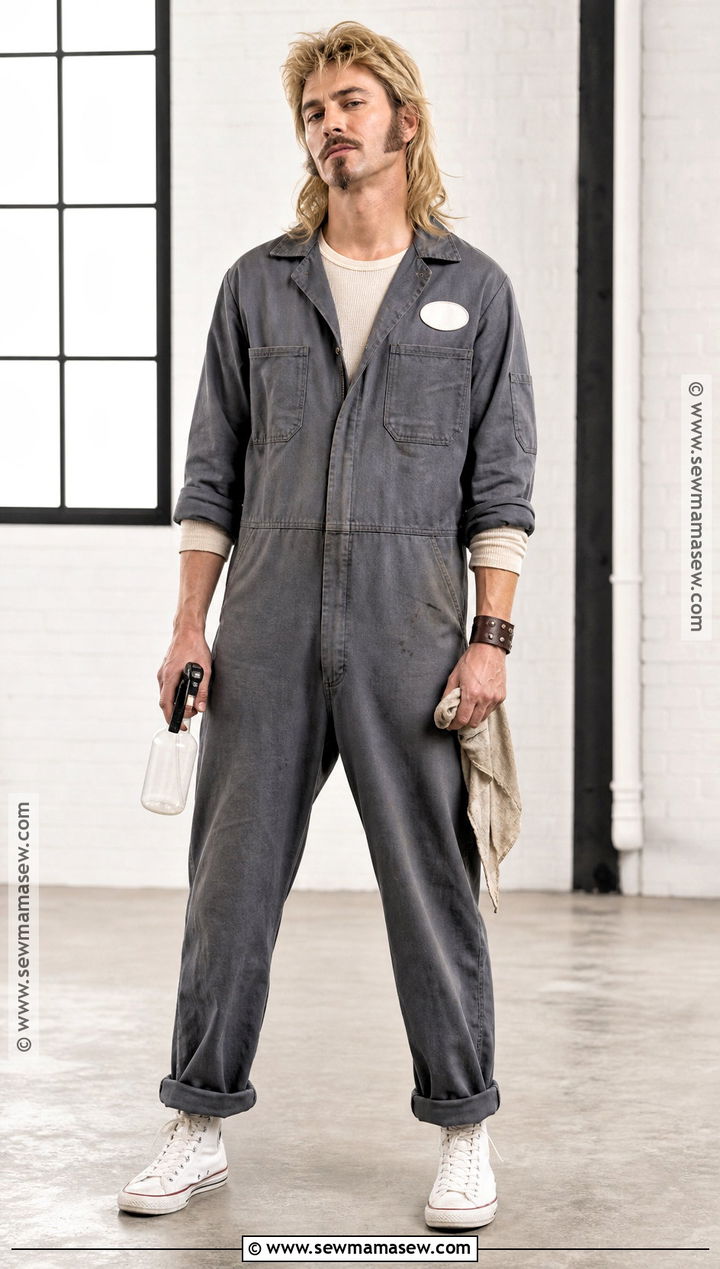 Joe Dirt Costume With Gray Work Coveralls - 30 joe dirt costume ideas