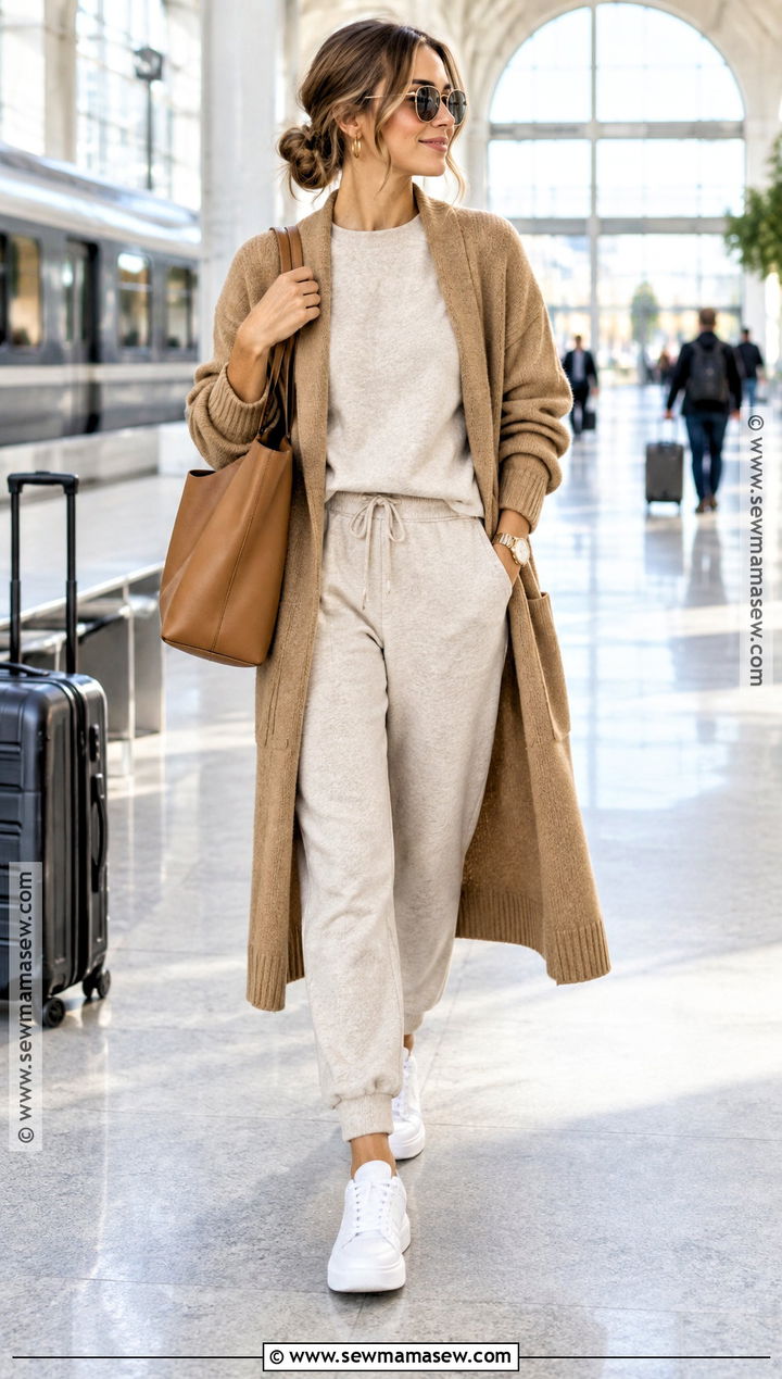 Jogger Set Outfit With Long Cardigan - 15 Fall Jogger Outfits Casual