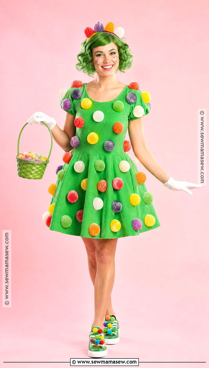 Jolly Gumdrop Costume With Green Dress - 30 Candy Land Costumes for Women