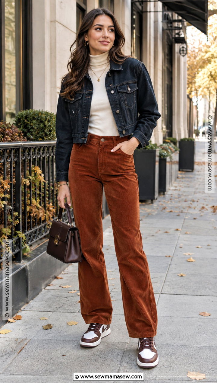 Jordan 1 With Corduroy Pants And Turtleneck - 20 jordan 1 outfit women fall ideas