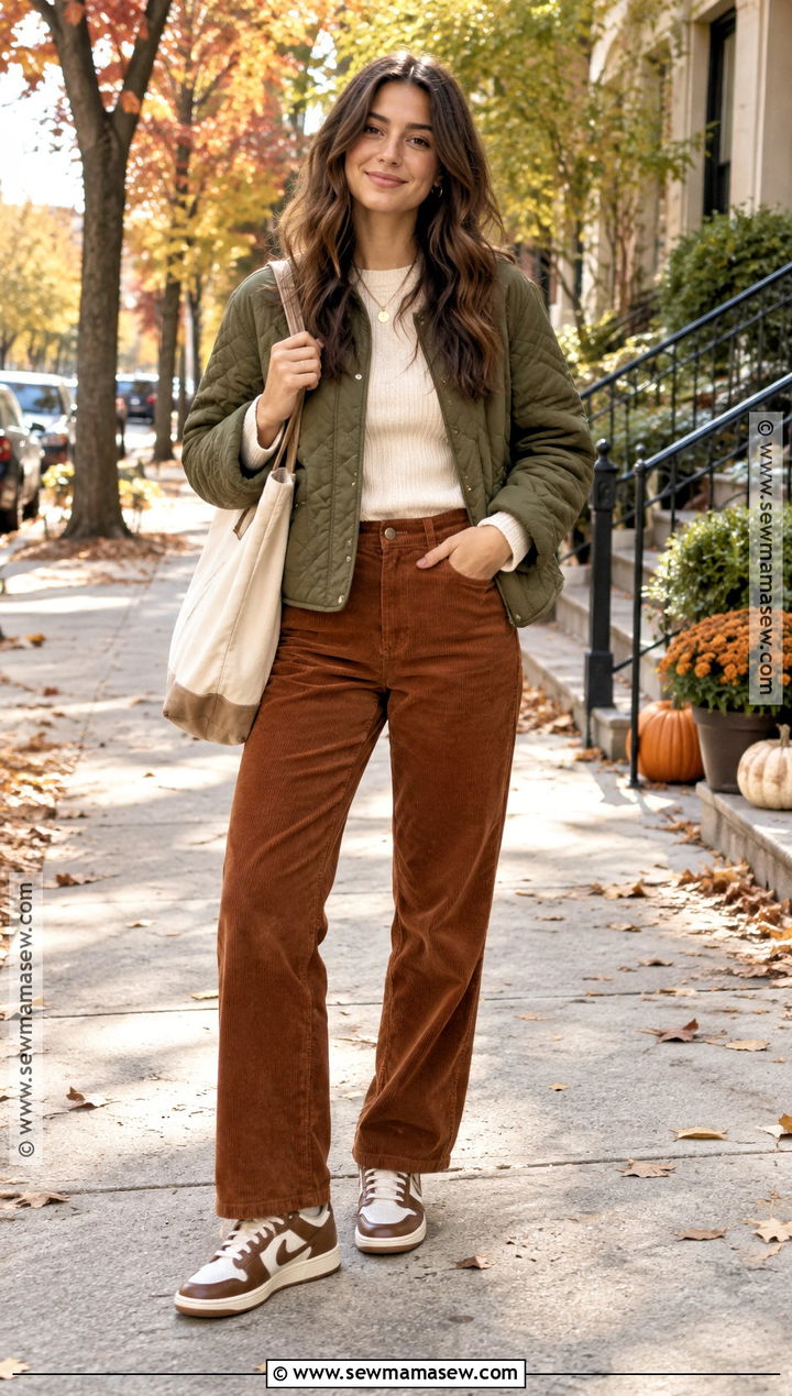 Jordans With Corduroy Pants And A Quilted Jacket - 15 Fall Outfit With Jordans Ideas