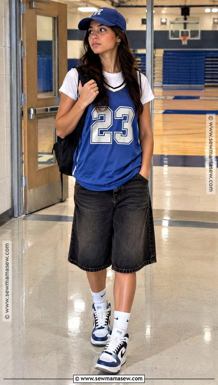 Jorts With Sports Jersey - 20 back to school outfits jorts