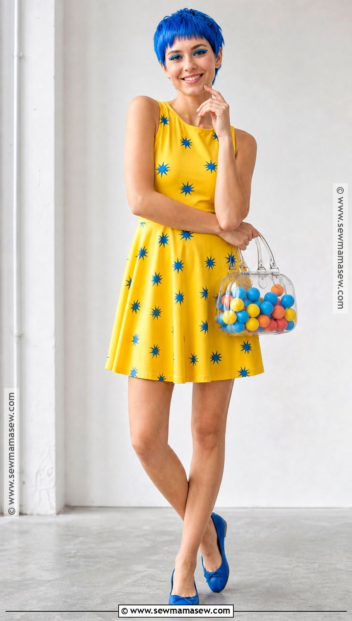 Joy Yellow Dress And Blue Hair Costume - 30 blue costume ideas for women