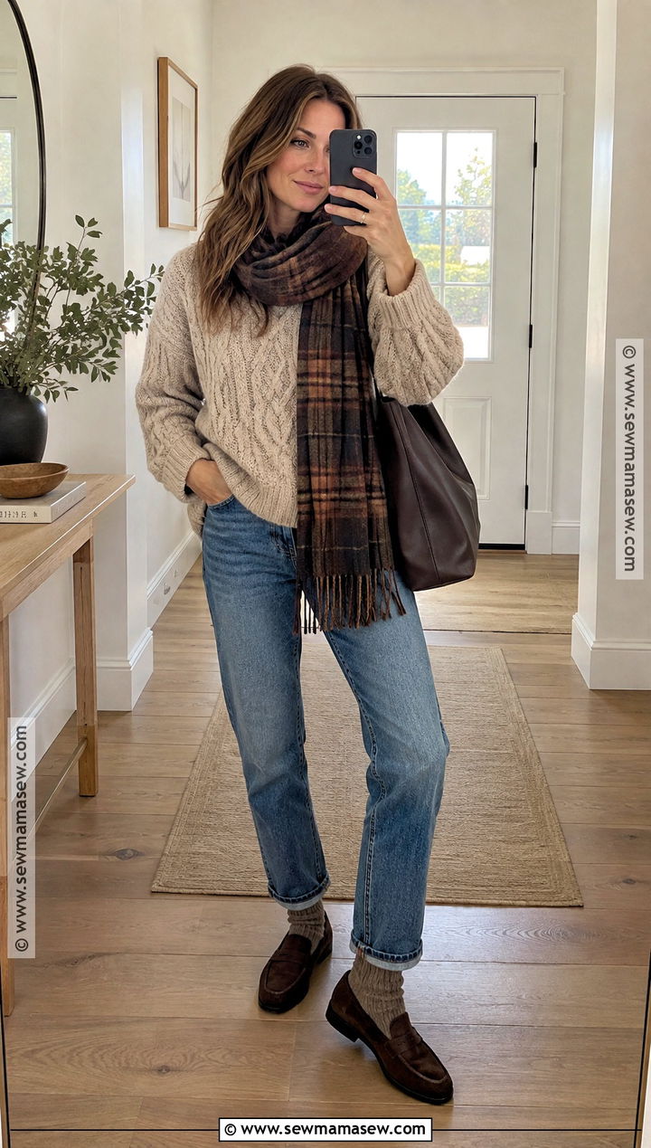 Julia Roberts Chunky Sweater And Relaxed Jeans Outfit - 15 Julia Roberts Fall Style Ideas