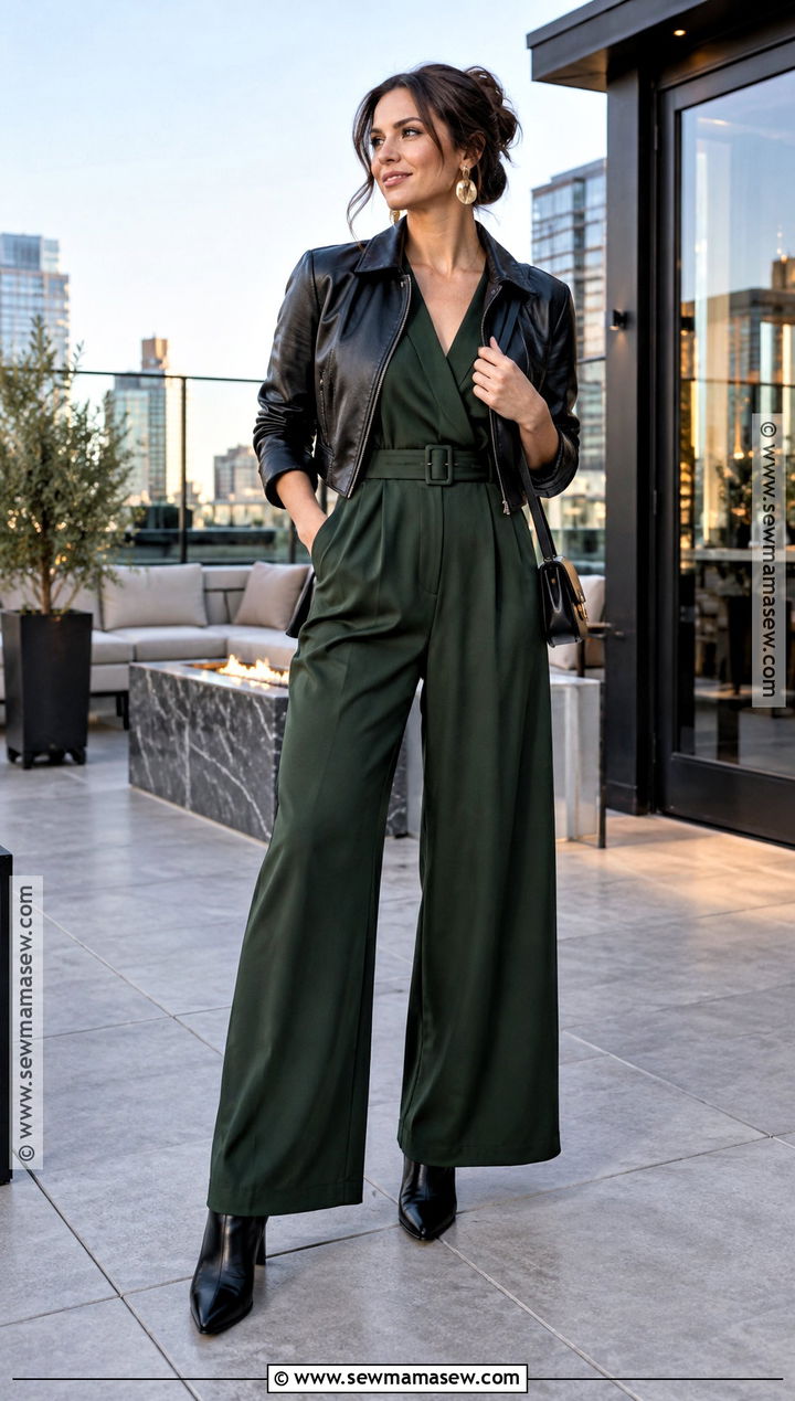 Jumpsuit And Cropped Jacket Fall Bar Outfit - 15 fall bar hopping outfit ideas