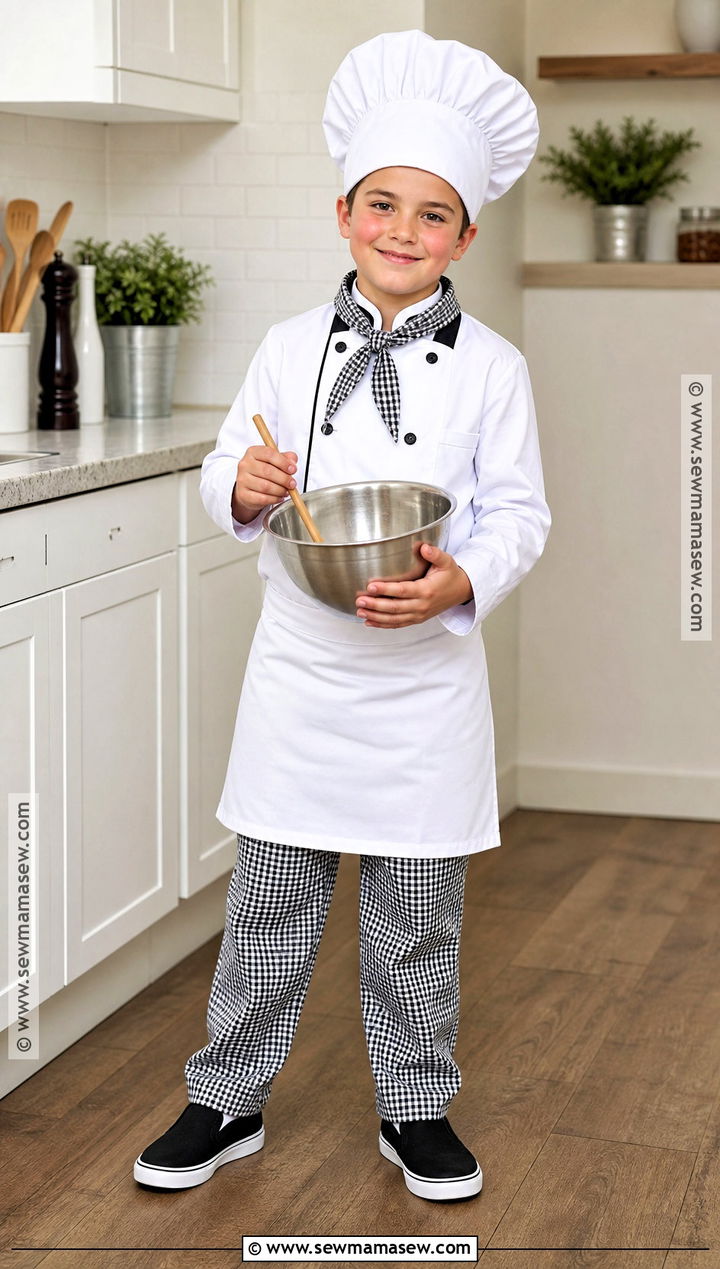 Junior Chef Costume With Checkered Pants - 45 kids halloween costumes