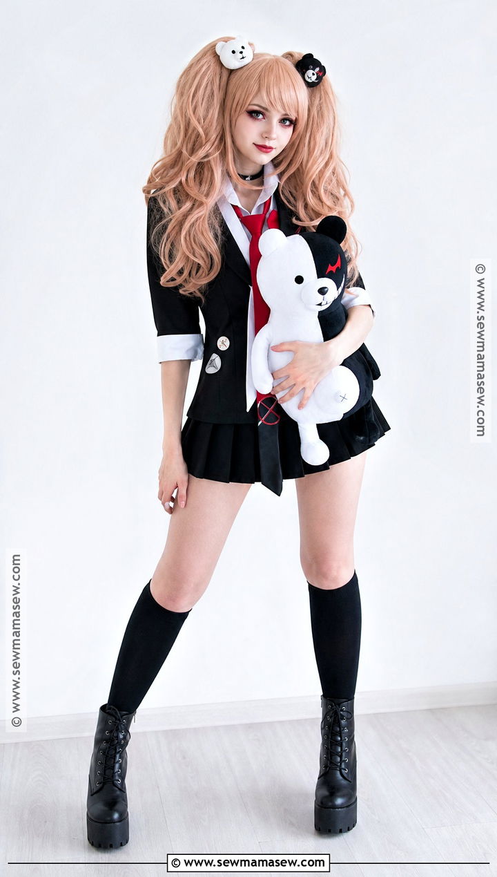 Junko Enoshima Cosplay With Black And Red Uniform - 35 danganronpa cosplay ideas