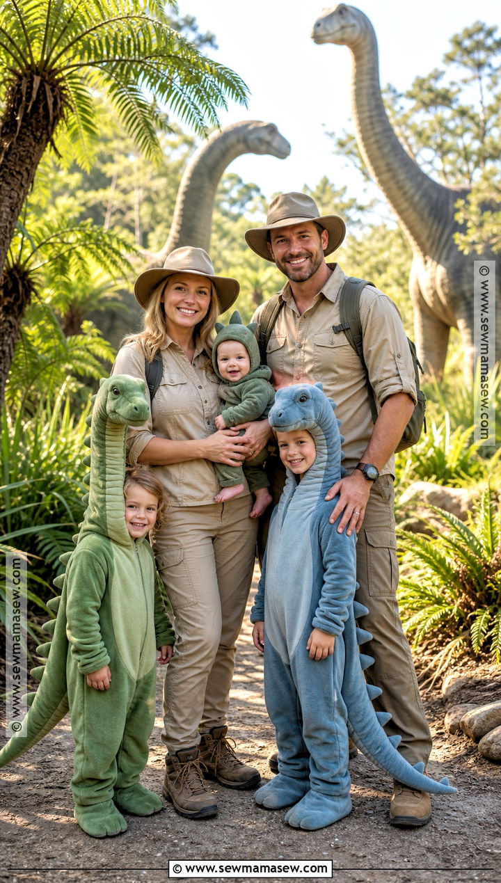 Jurassic Park Brachiosaurus And Explorer Family Costume - 35 jurassic park family costume ideas