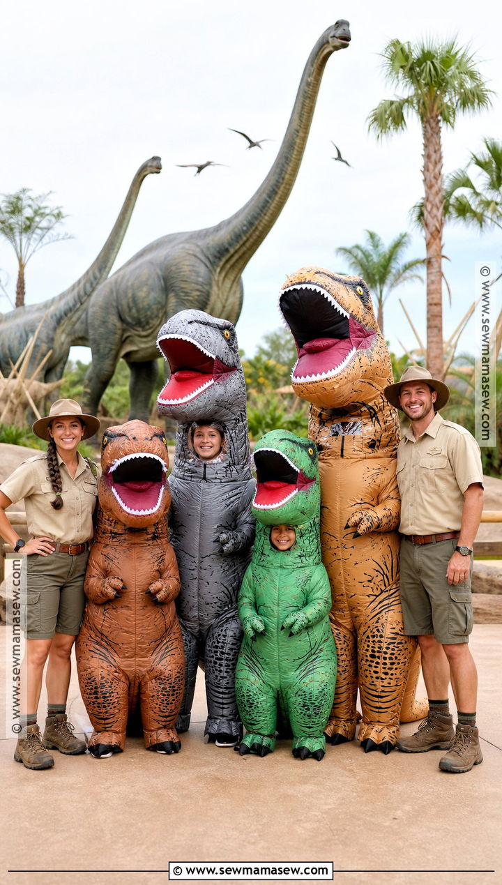 Jurassic Park Inflatable Dinosaur Herd Family Costume - 35 jurassic park family costume ideas