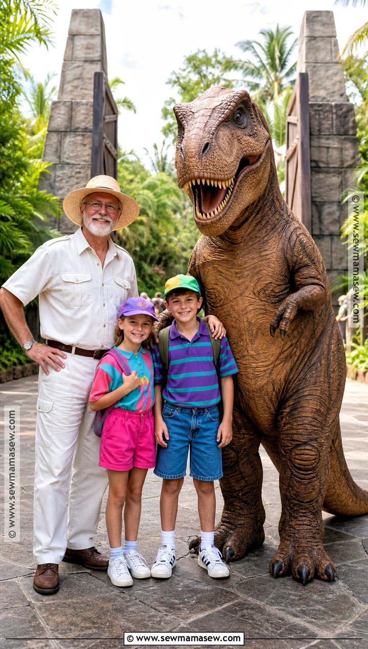 Jurassic Park John Hammond Grandchildren And T Rex Costume - 35 jurassic park family costume ideas