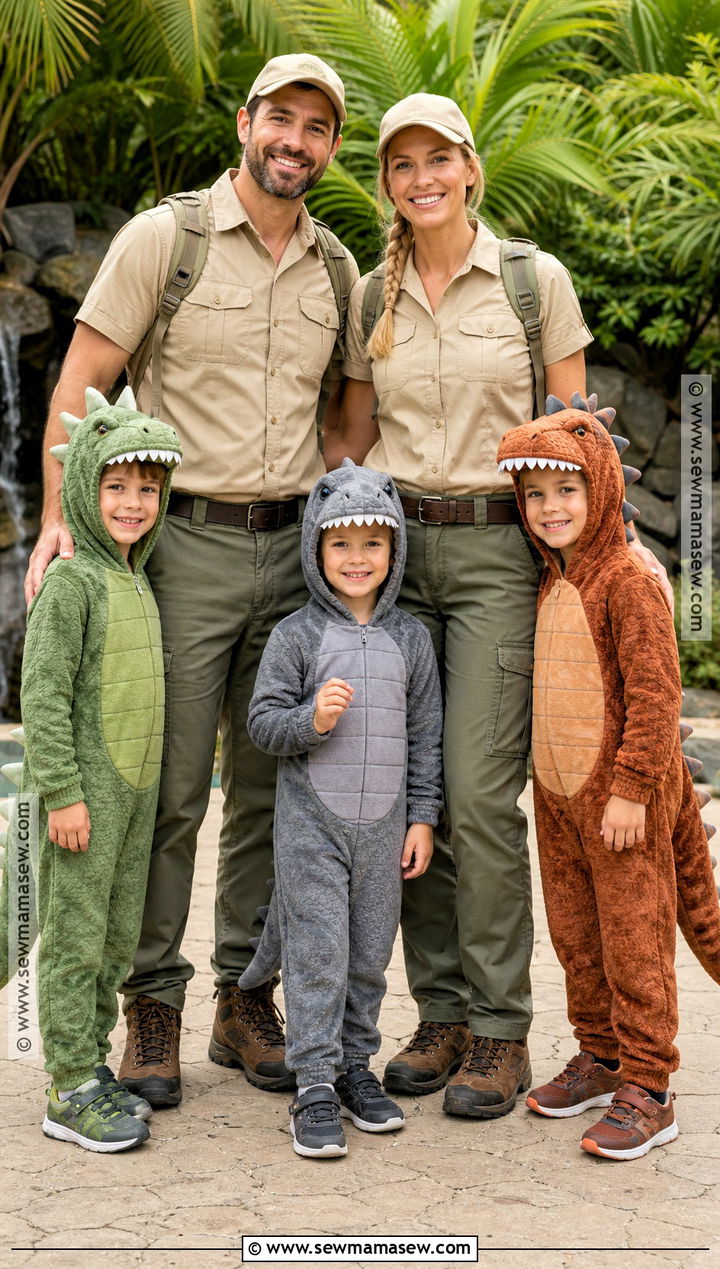 Jurassic Park Ranger And Dinosaur Kids Family Costume - 35 jurassic park family costume ideas