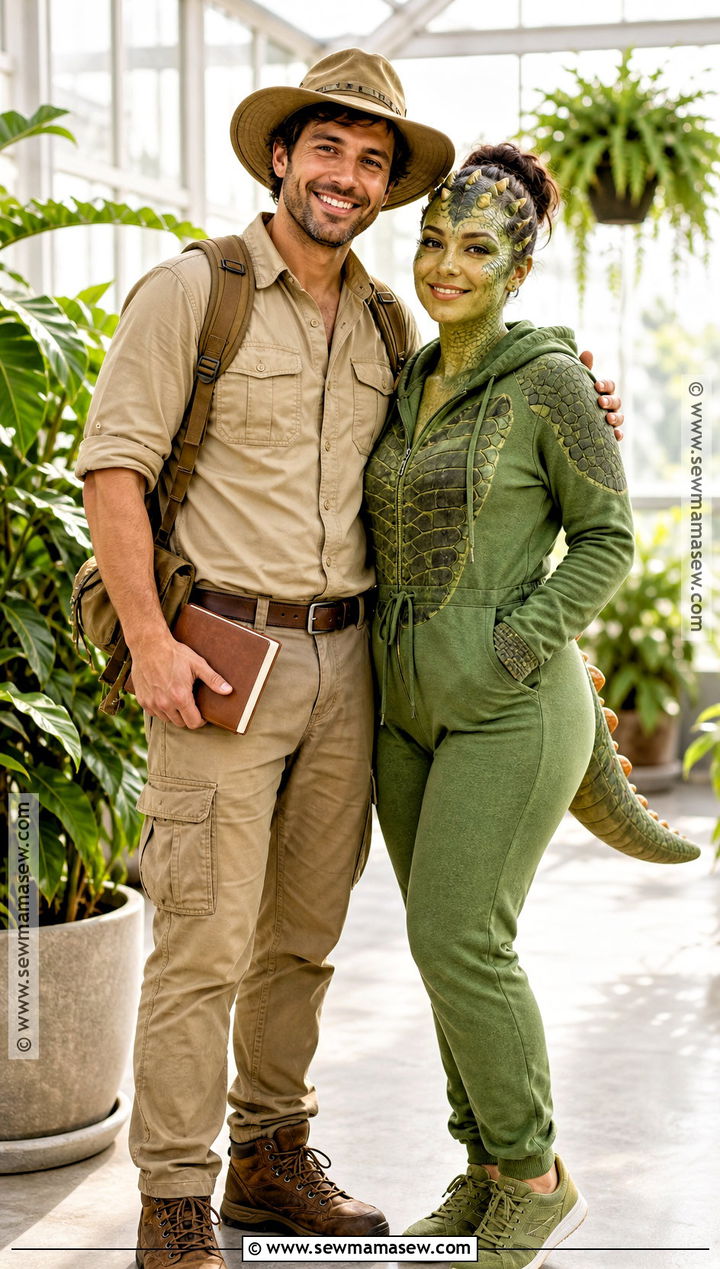 Jurassic Park Scientist And Dinosaur Couple Costume - 50 couple halloween costumes