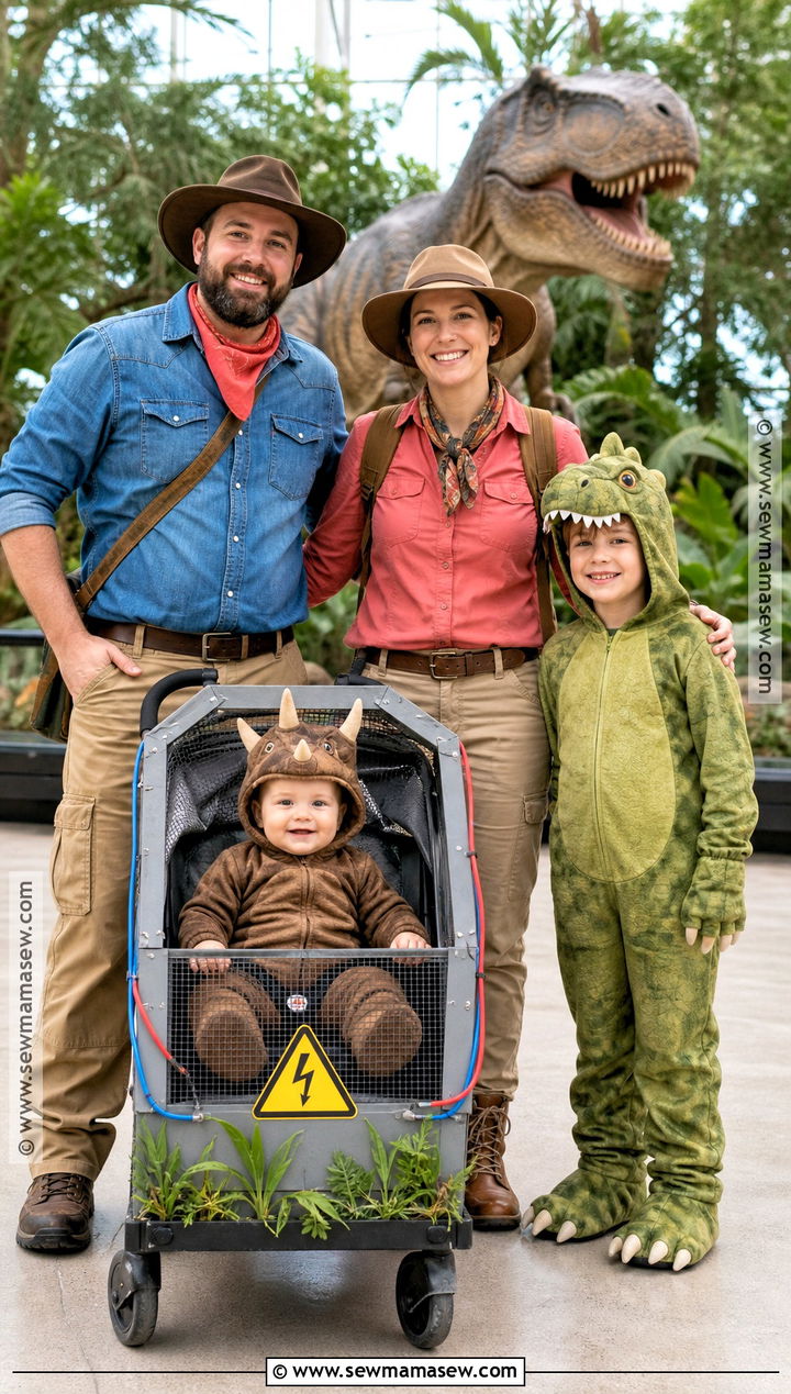 Jurassic Park Stroller Electric Fence Family Costume - 35 jurassic park family costume ideas