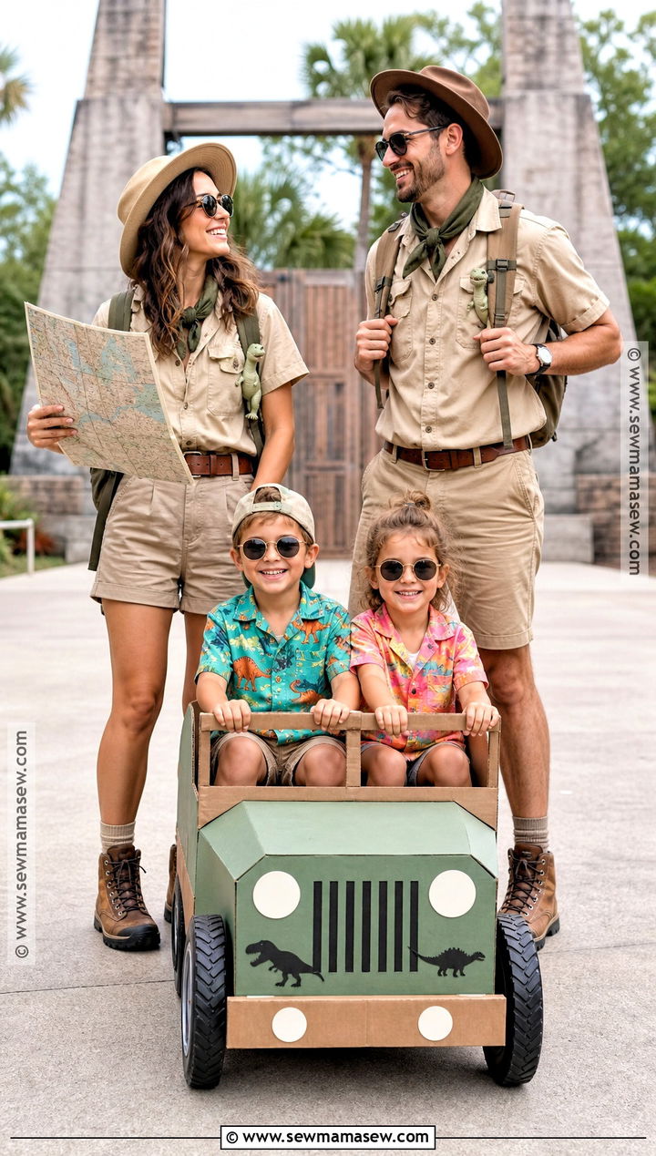 Jurassic Park Tour Guide And Jeep Kids Family Costume - 35 jurassic park family costume ideas