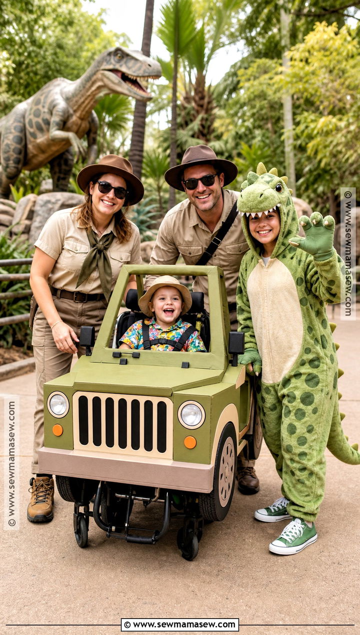 Jurassic Park Wheelchair Jeep Family Costume - 35 jurassic park family costume ideas