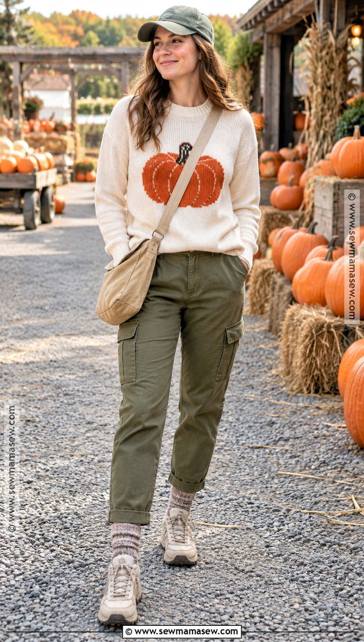 KJP Pumpkin Sweater With Olive Cargo Pants - 15 Kjp Pumpkin Sweater Ideas