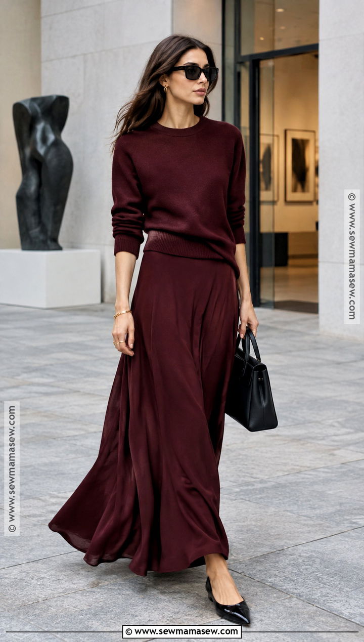 Kaia Gerber Monochrome Sweater and Maxi Skirt Outfit - 15 kaia gerber street style fall ideas