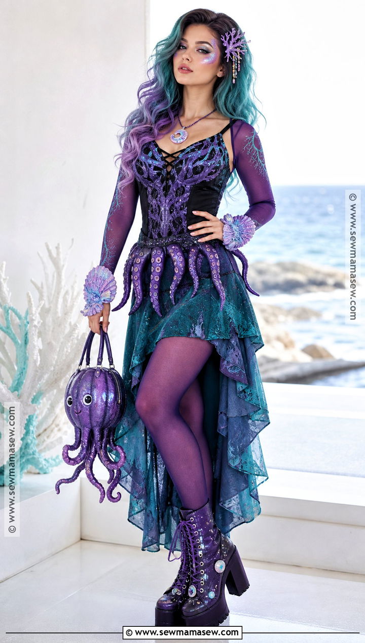 Kala Merri Costume With Purple Tentacle Skirt - 50 monster high costume ideas