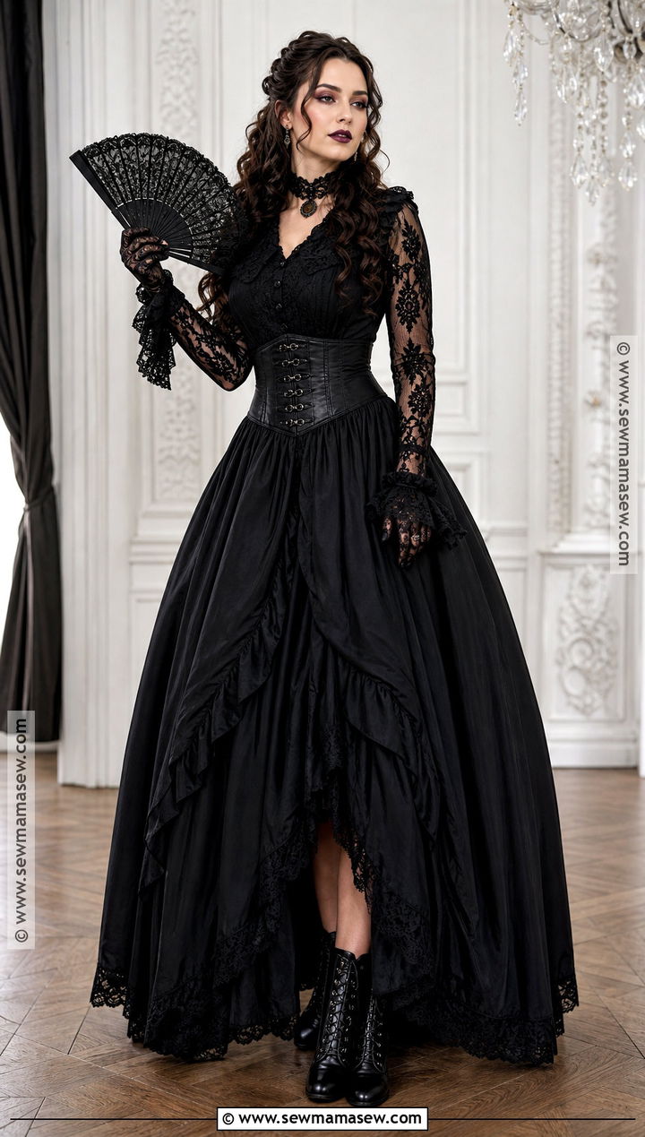 Katherine Pierce Black Victorian Gown Outfit - 30 katherine pierce outfits halloween