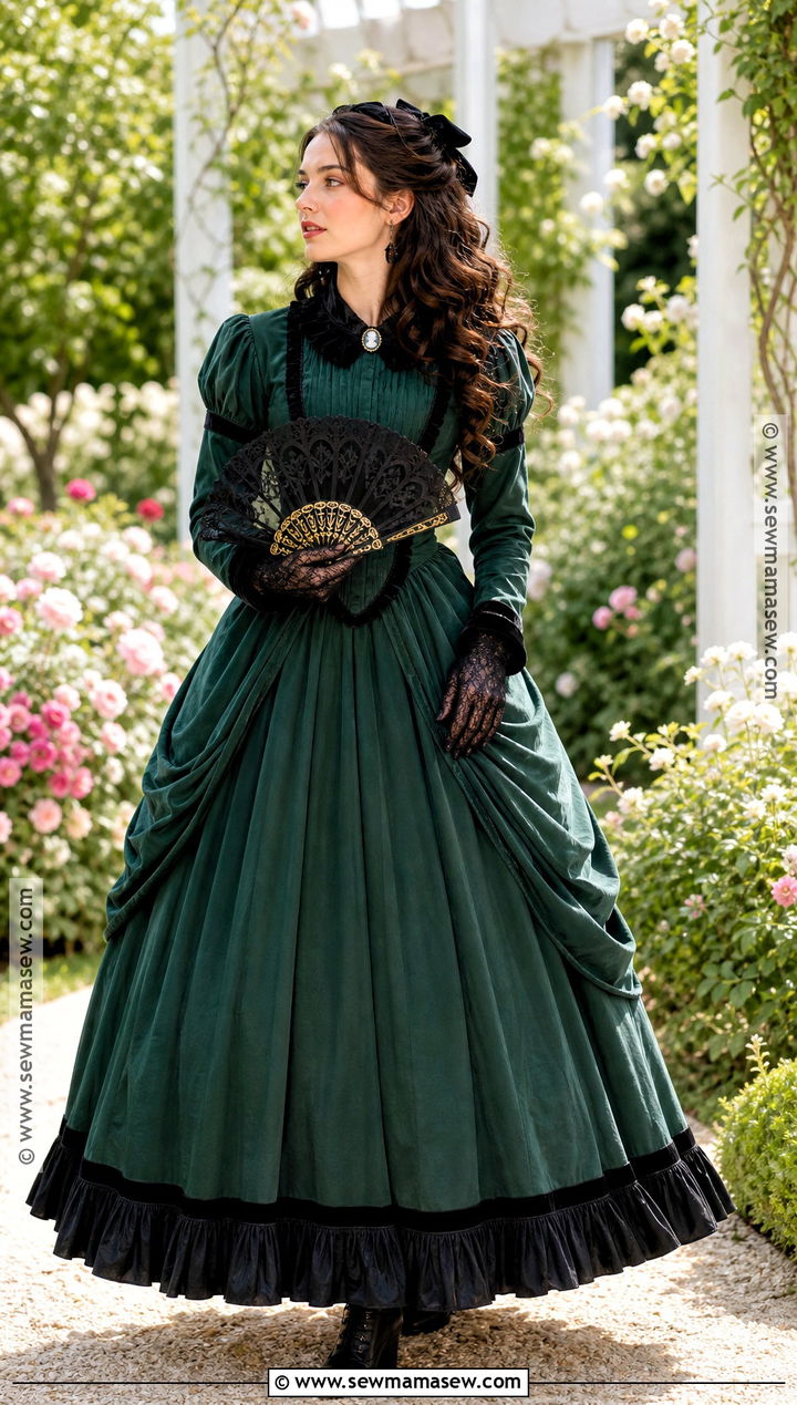 Katherine Pierce Dark Green Victorian Gown Outfit - 30 katherine pierce outfits halloween