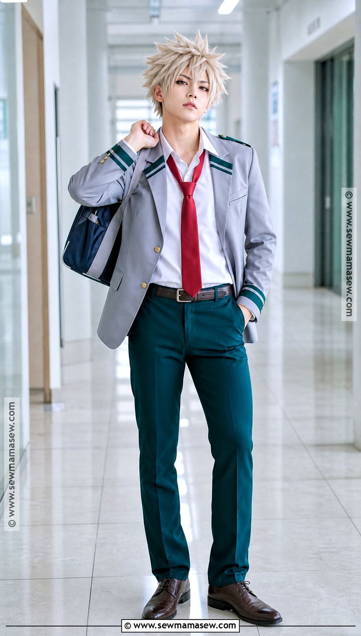 Katsuki Bakugo Cosplay With School Uniform - 30 Easy Anime Cosplay Ideas for Men