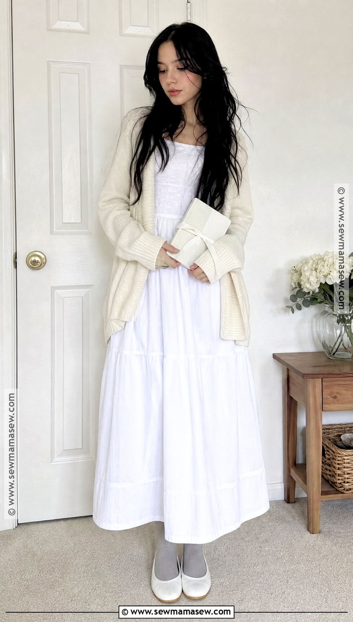 Kayako Saeki Costume With White Cardigan - 30 long black hair halloween costumes