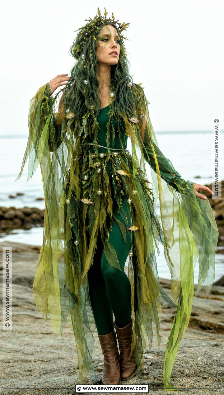 Kelp Forest Costume With Green Ribbons - 30 under the sea costumes for women