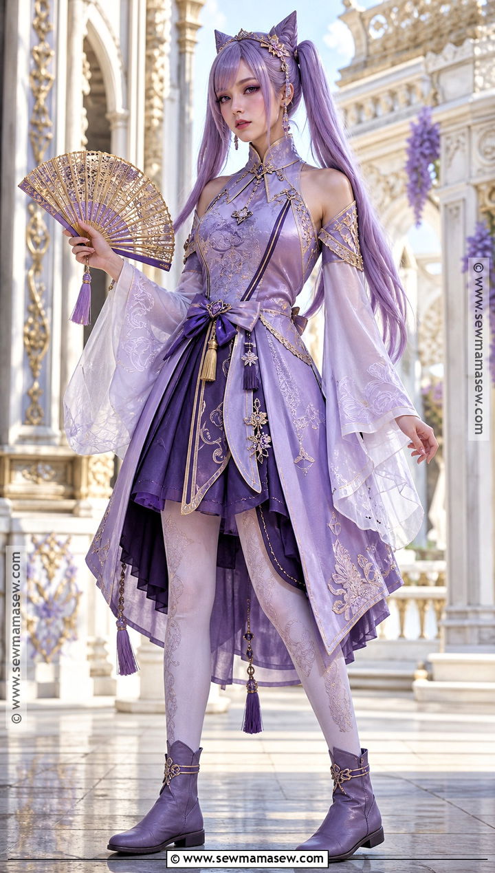 Keqing Cosplay With Lavender Twin Tails - 30 purple hair cosplay ideas
